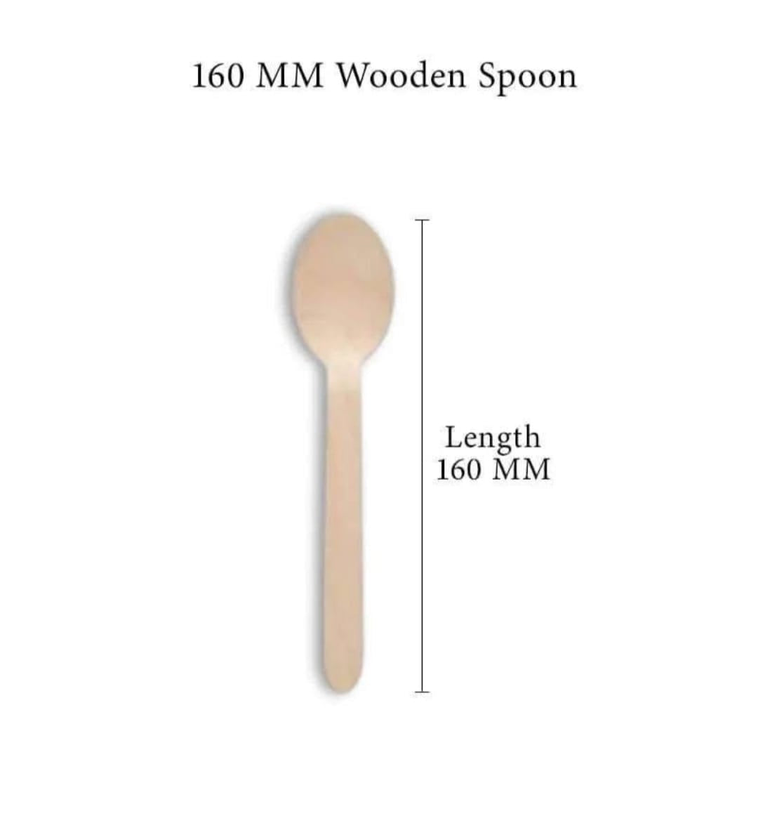 160 MM Wooden Spoon (Disposable) – Eco Friendly | 100 Pieces Pack